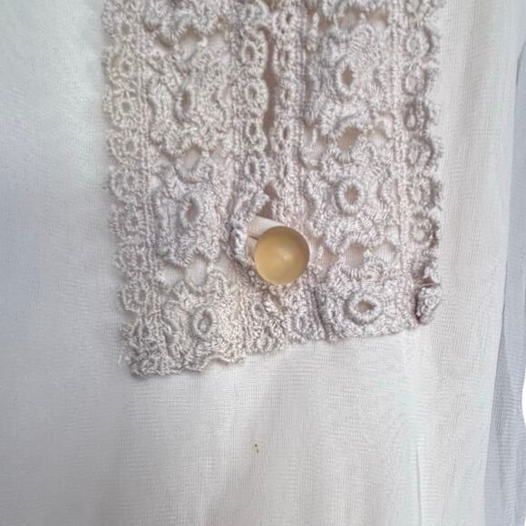 Vintage 70s Sheer White Lace Trim Maxi Nightgown Made In USA Eternal Romantic - Picture 4 of 12